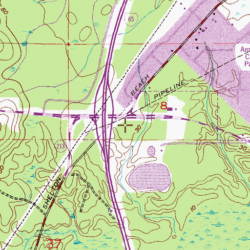 Topographic Map of First Baptist Church of North Mobile, AL
