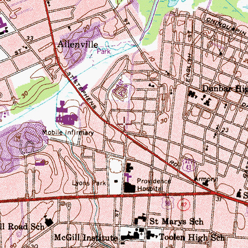 Topographic Map of Saint Mark Church of God in Christ, AL