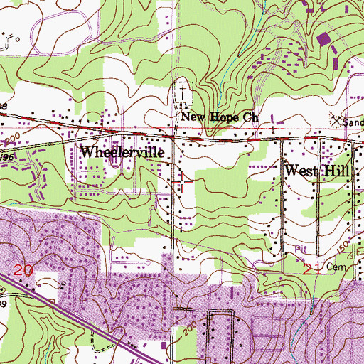 Topographic Map of West Mobile Church of Christ, AL