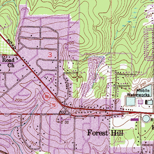 Topographic Map of Old Lewis Cemetery, AL