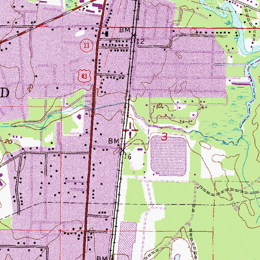 Topographic Map of City of Saraland Wastewater Treatment Plant, AL