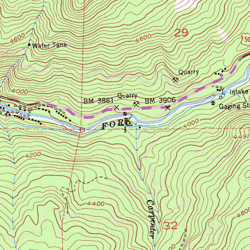 Topographic Map of Carpenter Creek, CA
