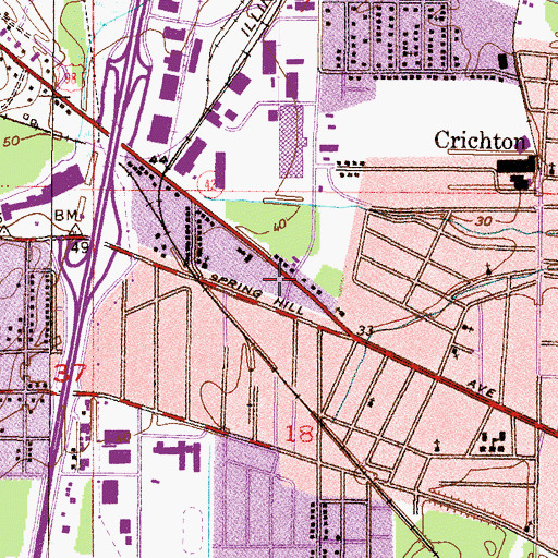 Topographic Map of Crichton Place Retail Center, AL