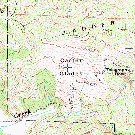 Topographic Map of Carter Glades, CA