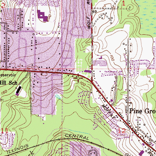Topographic Map of Moffett Road Church of Christ, AL