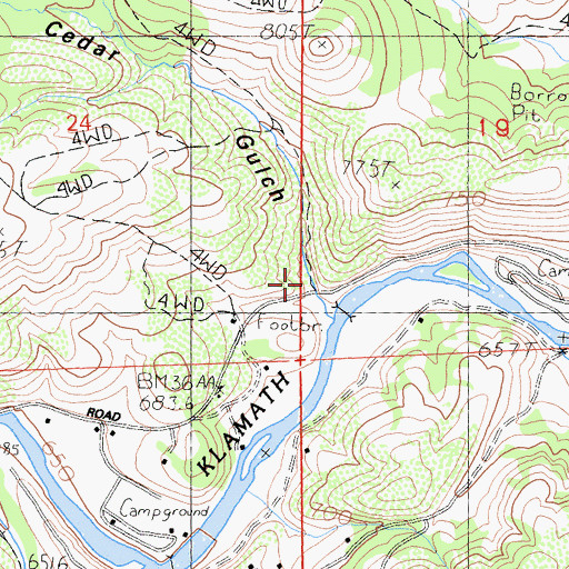Topographic Map of Cedar Gulch, CA