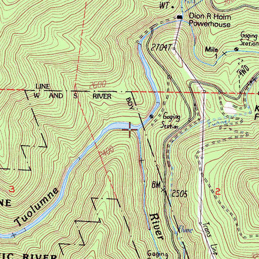Topographic Map of Cherry Creek, CA