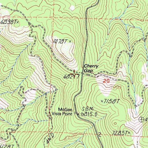 Topographic Map of Cherry Gap, CA