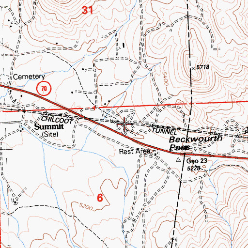 Topographic Map of Chilcoot Tunnel, CA