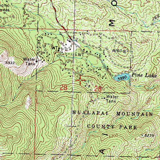 Topographic Map of Pine Lake Census Designated Place, AZ
