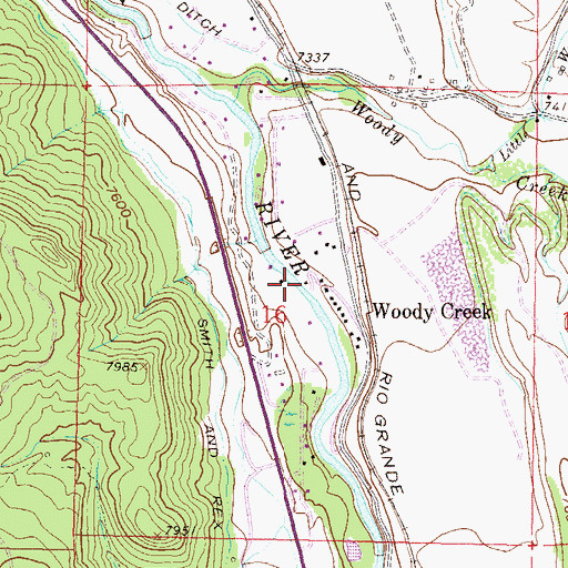 Topographic Map of Woody Creek Census Designated Place, CO