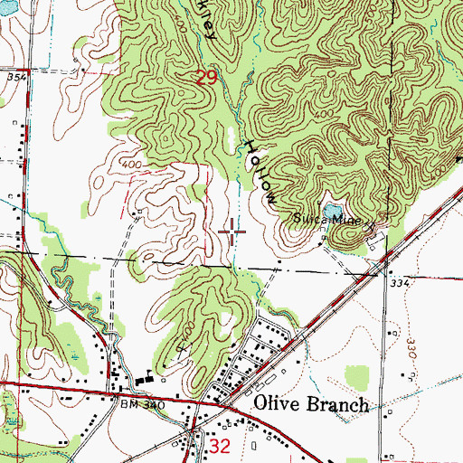 Topographic Map of Olive Branch Census Designated Place, IL