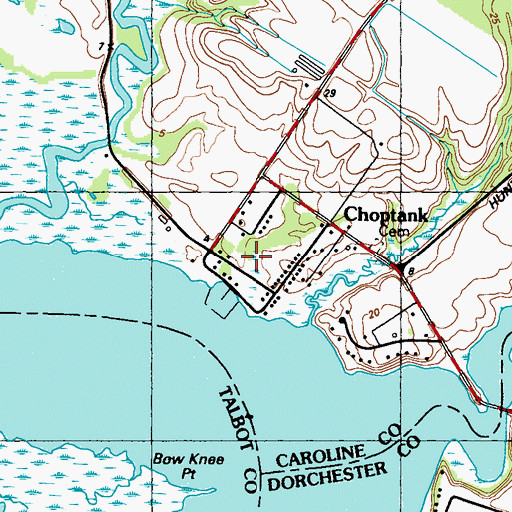Topographic Map of Choptank Census Designated Place, MD