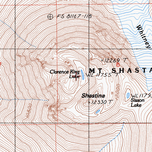 Topographic Map of Clarence King Lake, CA