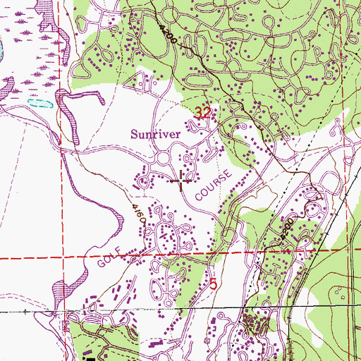 Topographic Map of Sunriver Census Designated Place, OR