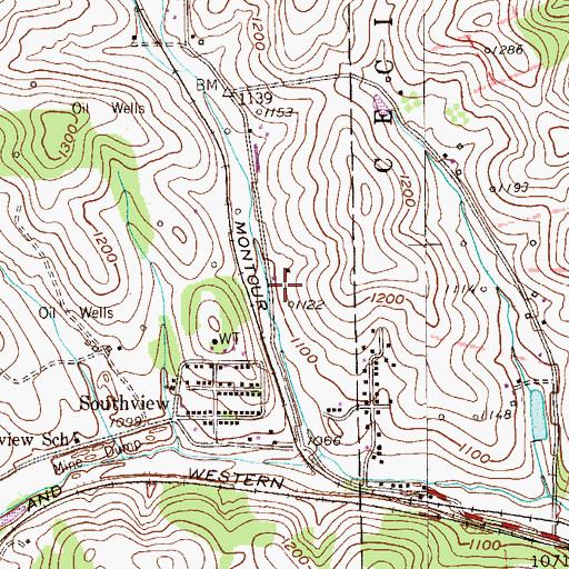 Topographic Map of Southview Census Designated Place, PA