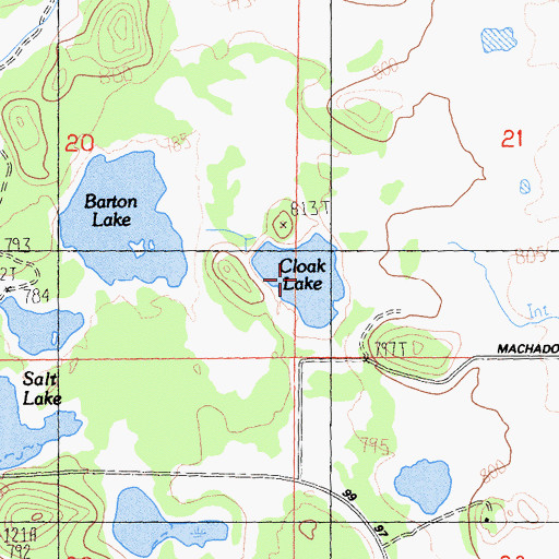 Topographic Map of Cloak Lake, CA