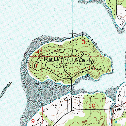 Topographic Map of Raft Island Census Designated Place, WA