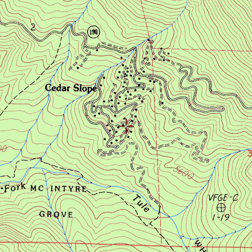 Topographic Map of Cedar Slope Census Designated Place, CA