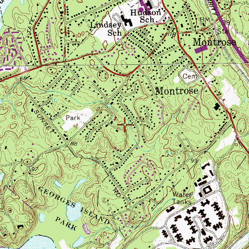 Topographic Map of Montrose Census Designated Place, NY