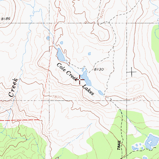 Topographic Map of Cole Creek Lakes, CA