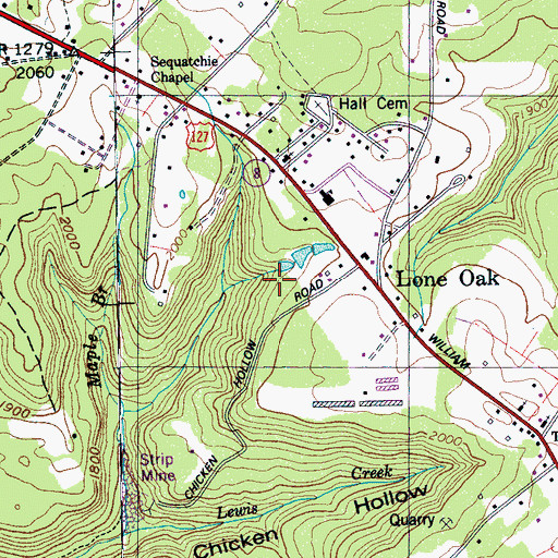 Topographic Map of Lone Oak Census Designated Place, TN