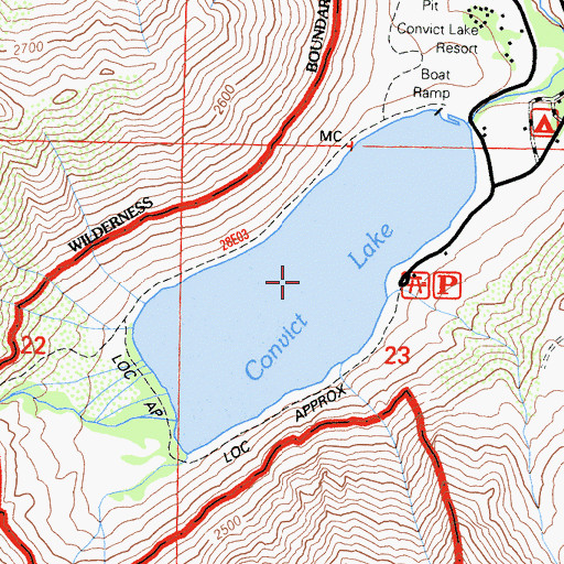 Topographic Map of Convict Lake, CA