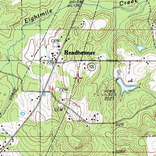 Topographic Map of Readhimer Census Designated Place, LA
