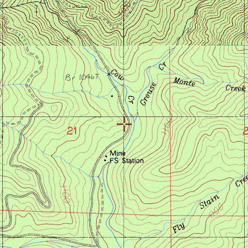 Topographic Map of Cow Creek, CA
