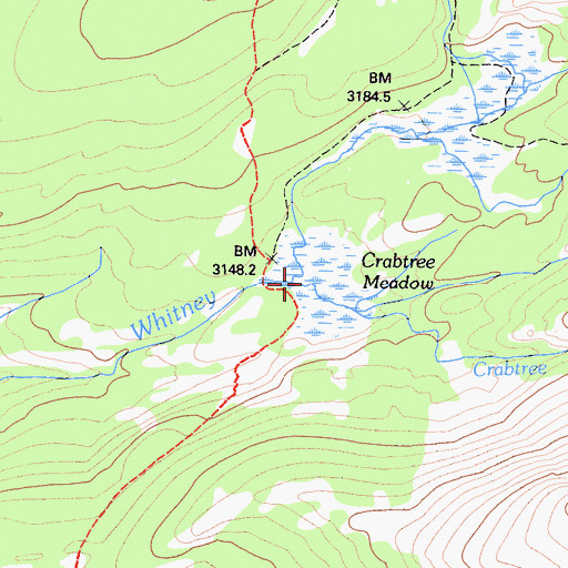 Topographic Map of Crabtree Creek, CA