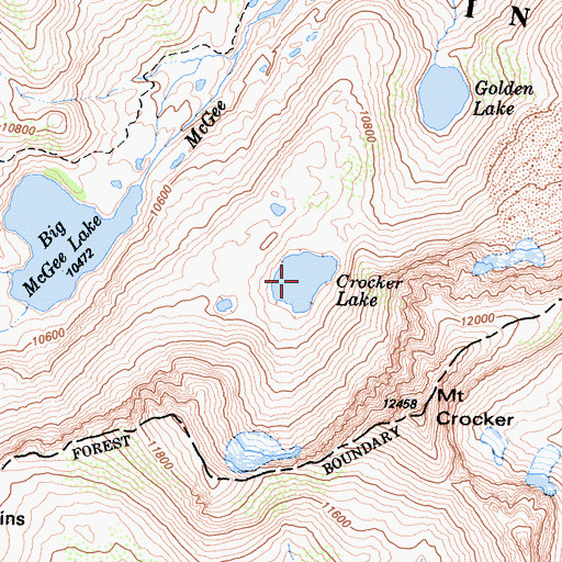 Topographic Map of Crocker Lake, CA