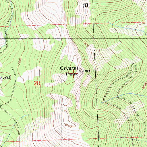 Topographic Map of Crystal Peak, CA