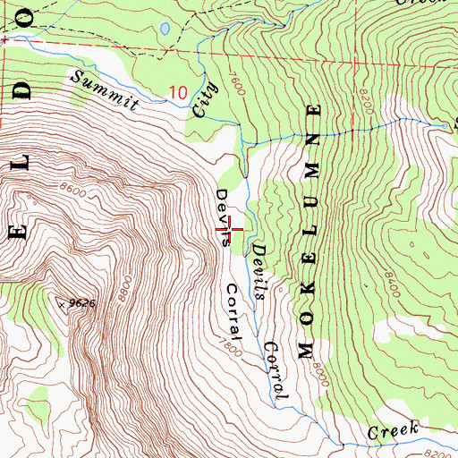 Topographic Map of Devils Corral, CA