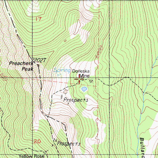 Topographic Map of Dorleska Mine, CA