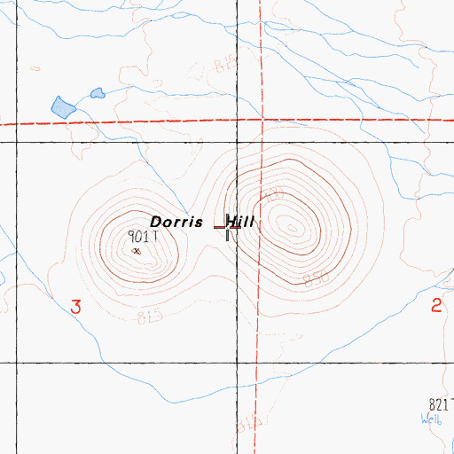 Topographic Map of Dorris Hill, CA