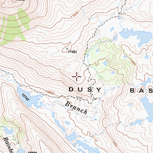 Topographic Map of Dusy Basin, CA