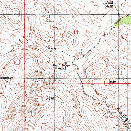 Topographic Map of Bar L Y Ranch, AZ