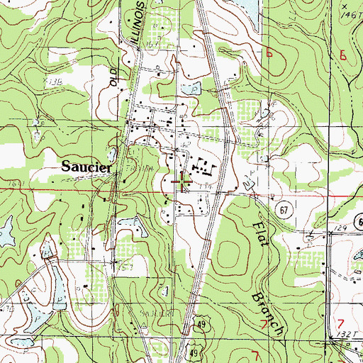 Topographic Map of Saucier Community Center, MS