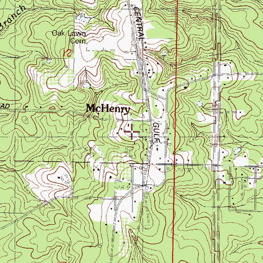 Topographic Map of Pine Forest Regional Library - McHenry Library, MS