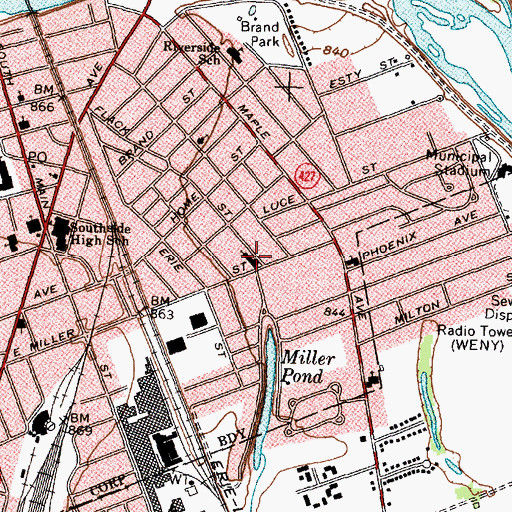 Topographic Map of Elmira Christian Academy, NY
