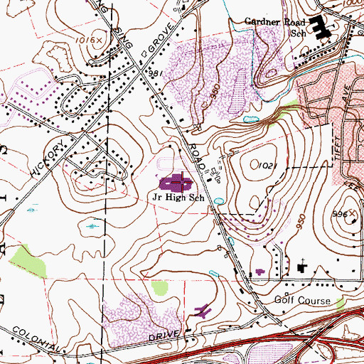 Topographic Map of Horseheads Middle School, NY