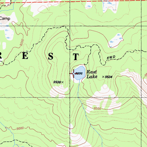 Topographic Map of East Lake, CA