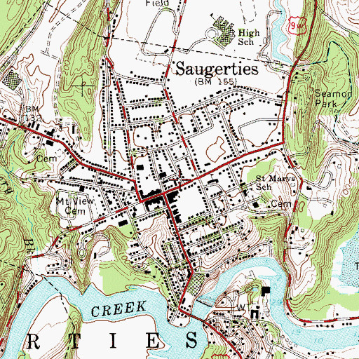 Topographic Map of Reformed Church of Saugerties, NY