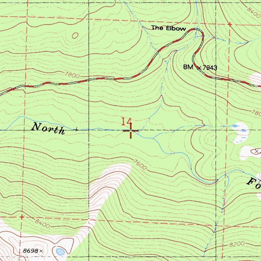 Topographic Map of Elbow Creek, CA
