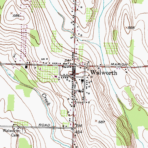 Topographic Map of Walworth Second Baptist Church, NY