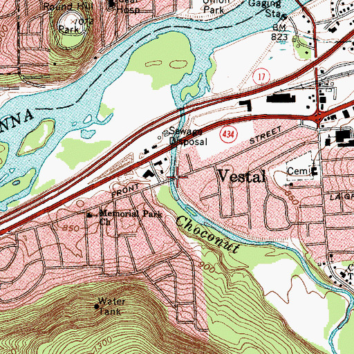 Topographic Map of Big Choconut Creek Bridge, NY