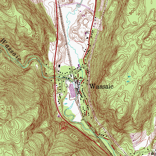 Topographic Map of Wassaic Post Office, NY
