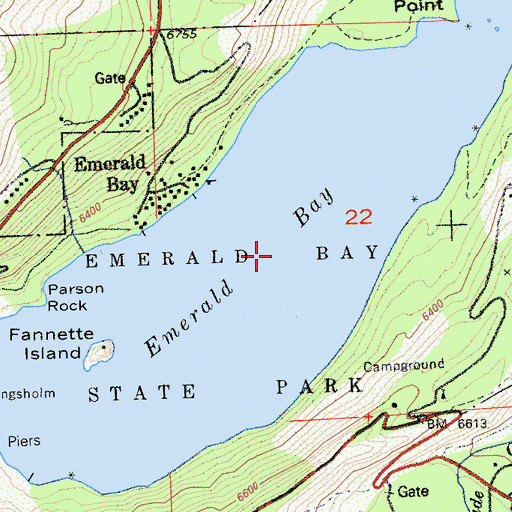 Topographic Map of Emerald Bay, CA