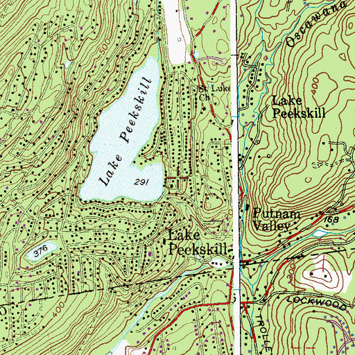 Topographic Map of Lake Peekskill Post Office, NY