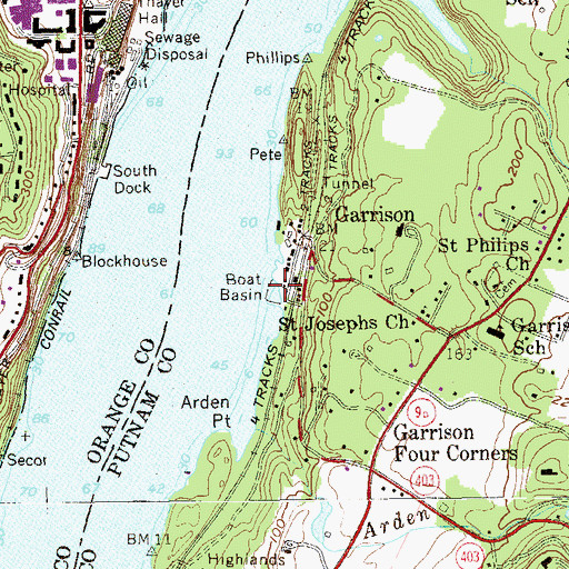 Topographic Map of Garrison Yacht Club, NY